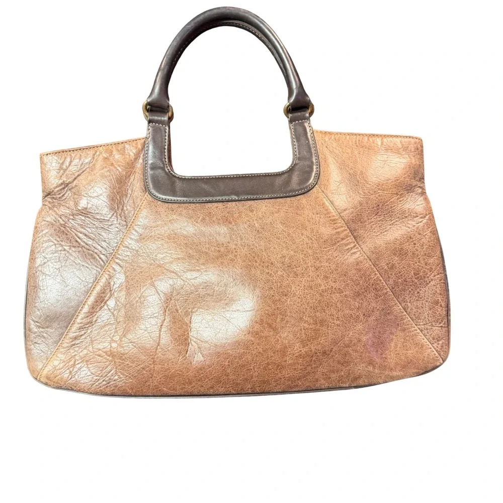 MAXX New York Distressed Brown Leather Handbag Satchel Vintage Y2K Boho Chic